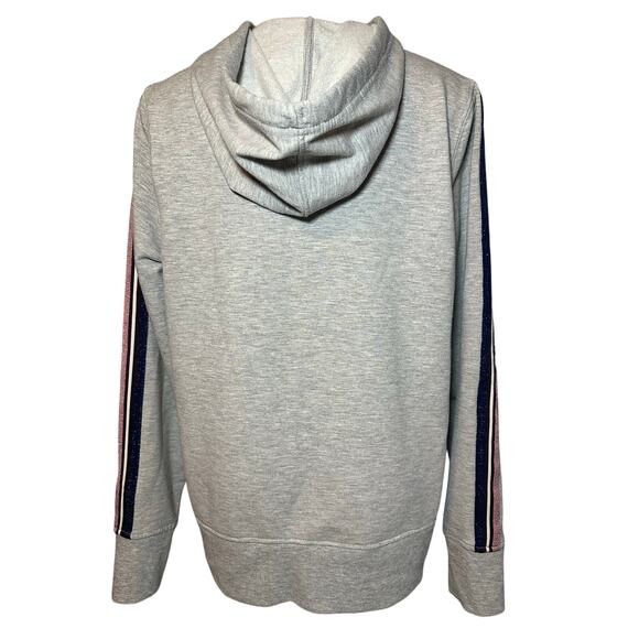 Juicy Couture Women’s Large Zip Up Hoodie Sweatshirt Sparkly Striped Sleeves - Picture 3 of 8